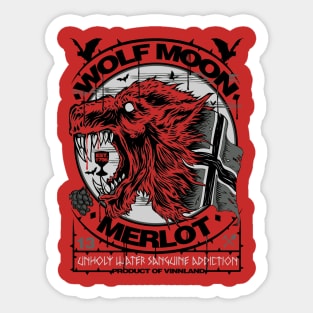 "WOLF MOON MERLOT" RED Sticker